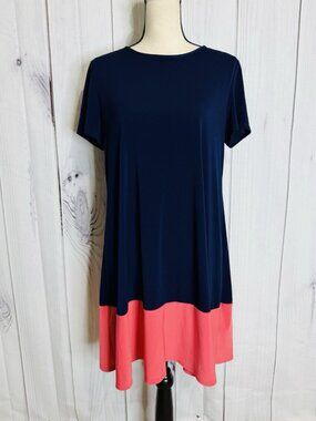 Annalee + Hope Women's Navy Pike Short Sleeve Sheath Dress Size Large